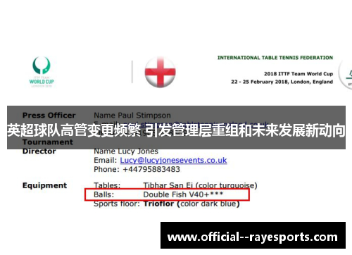 英超球队高管变更频繁 引发管理层重组和未来发展新动向 英超球队高管变更频繁 引发管理层重组和未来发展新动向