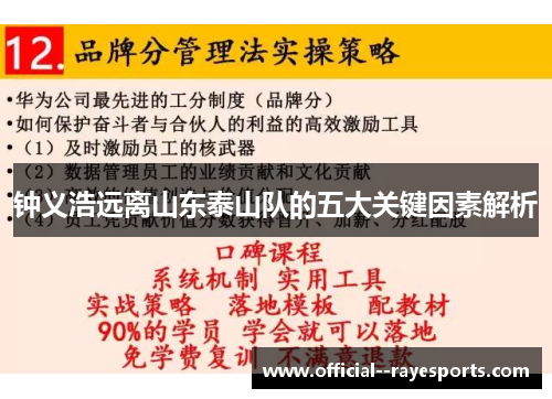 钟义浩远离山东泰山队的五大关键因素解析 钟义浩远离山东泰山队的五大关键因素解析